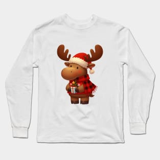 Cute Christmas Moose Long Sleeve T-Shirt